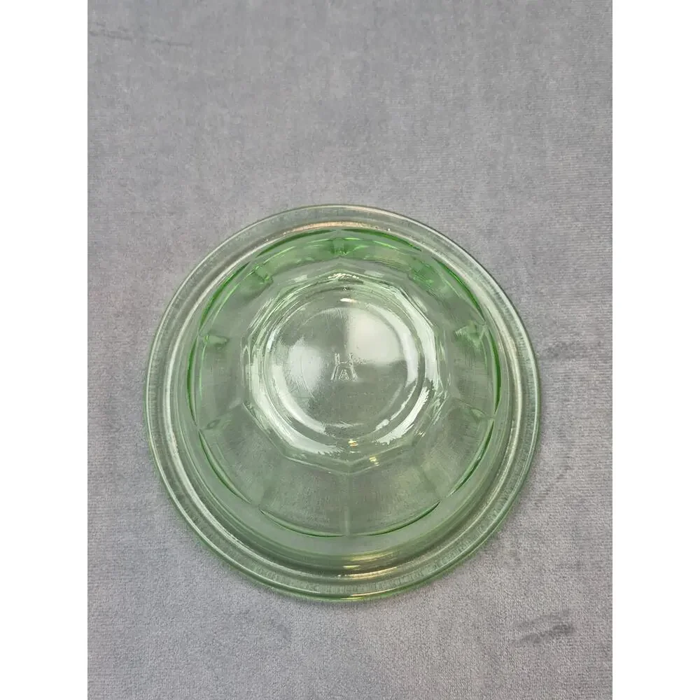 Vintage Hazel Atlas Rest Well Uranium Green Depression Glass Mixing Bowl 6 1/2